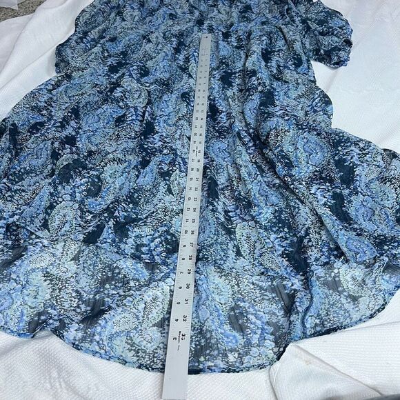 Joie Blue‎ Parisian Paisley Chiffon Balloon Maxi Dress Tiered Ruffles XXL - Picture 9 of 11